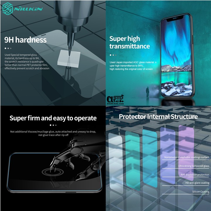 KÍNH CƯỜNG LỰC IPHONE 12 MINI - 12 - 12 PRO - 12 PRO MAX NILLKIN H+PRO 0.2MM CHÍNH HÃNG