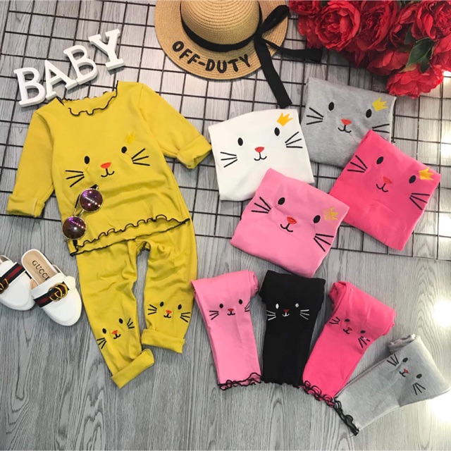 Combo bộ mèu thêu cotton len