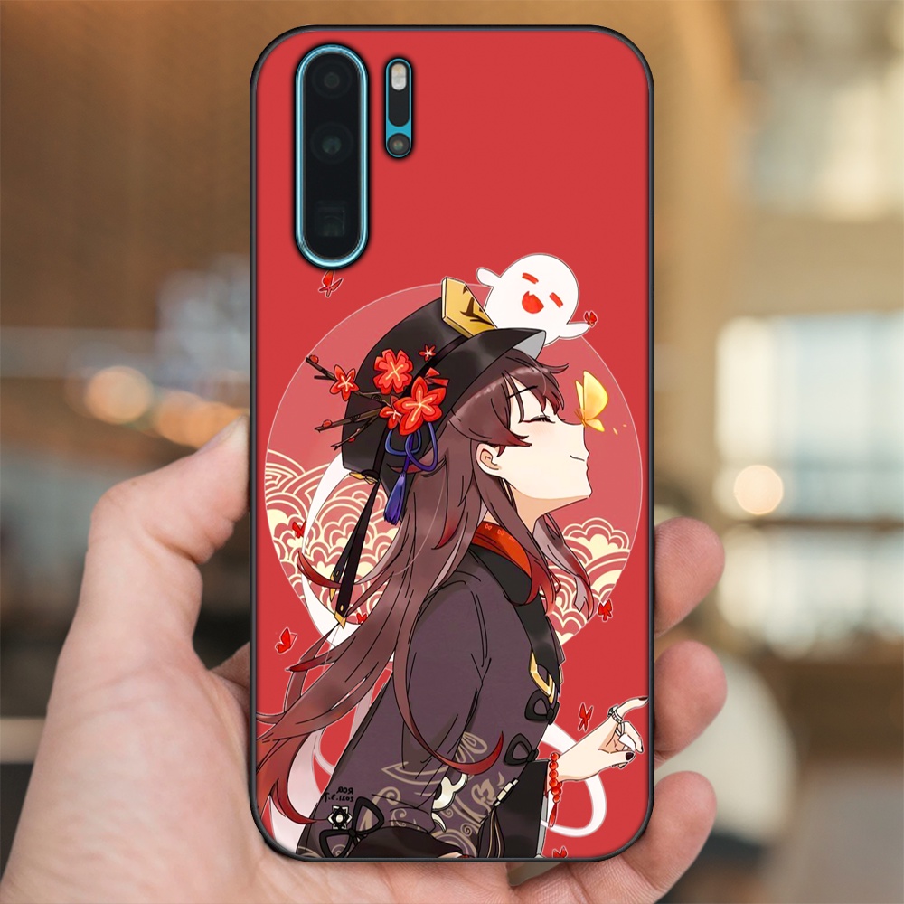 Ốp lưng Huawei P30 Pro viền đen in hình Hutao Genshin Impact
