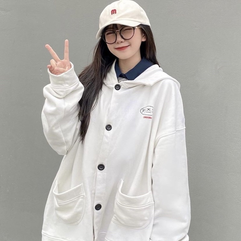 Áo Khoác Cardigan Có Nón Nỉ KIZDER Unisex Form Rộng ( Cardigan “키즈더” )