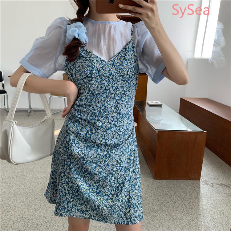 Set đồ hai mảnh áo chiffon + đầm hoa hai dây | BigBuy360 - bigbuy360.vn