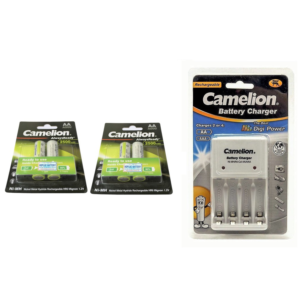 Combo Bộ Sạc Pin Tiểu BC1010B Và 4 Viên Pin Sạc AA Camelion 2500mAh