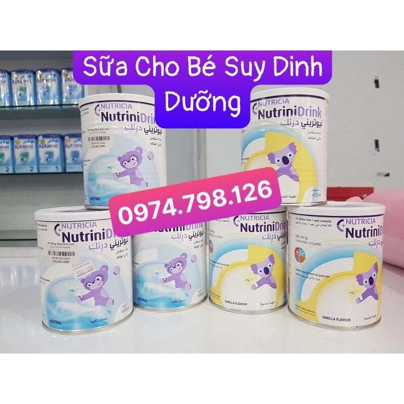 🌺Sữa Bột 𝐍𝐮𝐭𝐫𝐢𝐧𝐢𝐝𝐫𝐢𝐧𝐤 400g Dành Cho Trẻ Suy Dinh Dưỡng Thấp Còi - Sữa Bột Nutrinidrink Vị Vani vị trung tính .