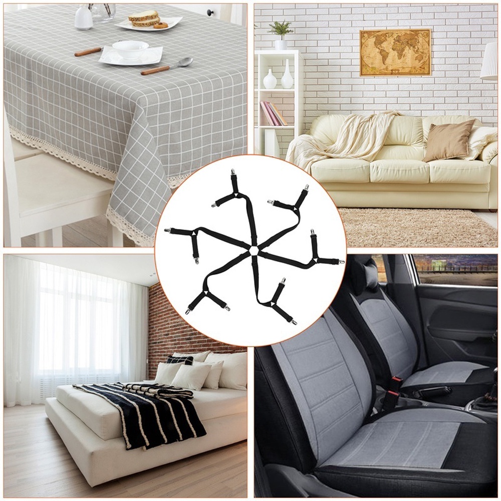 Dây Đai Cố Định Ga Giường 6 Mặt Chống Trượt Co Giãn 3 Chiều