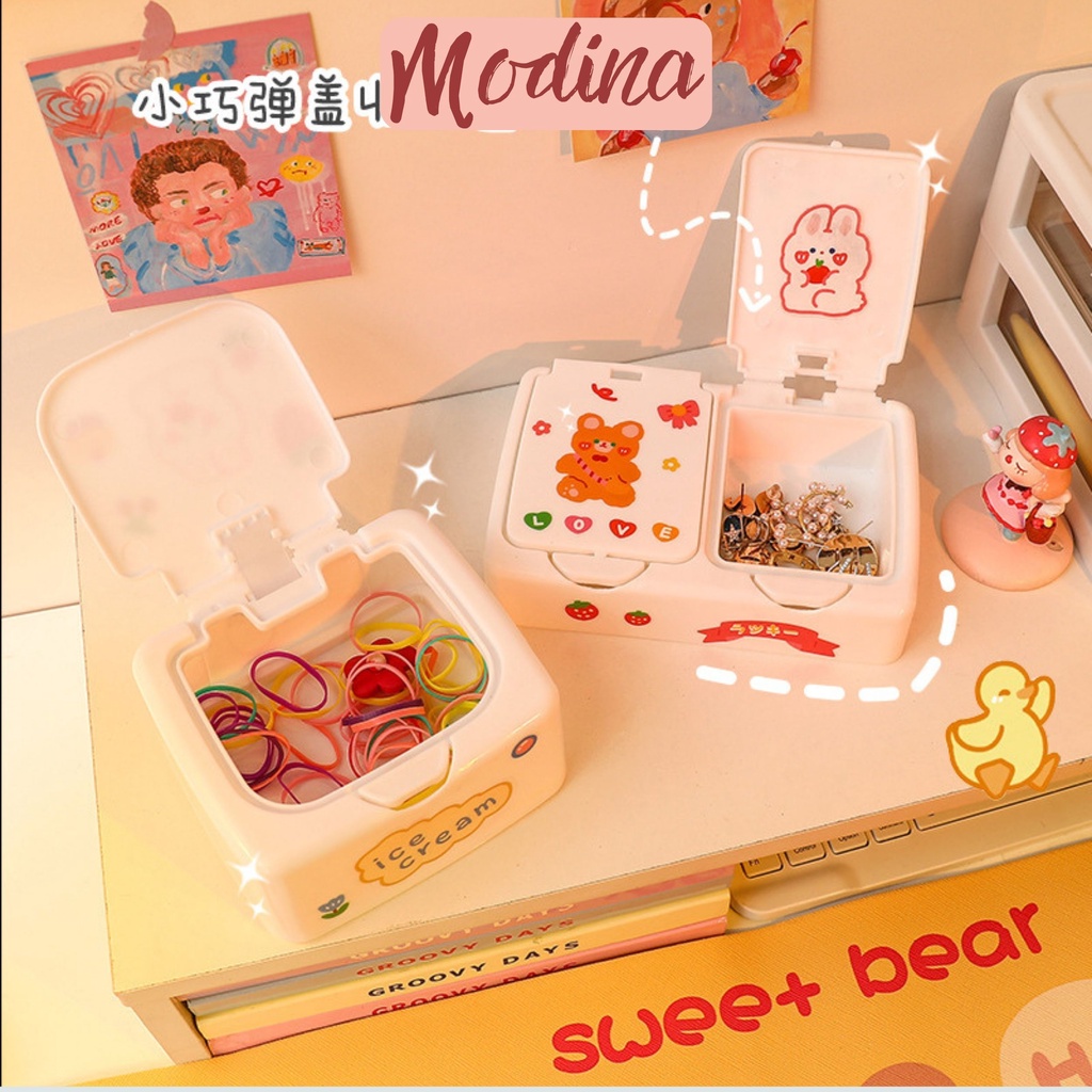 Tủ đựng đồ mini để bàn MODINA, hộp nhựa 1 ngăn, 2 ngăn đựng văn phòng phẩm trang sức