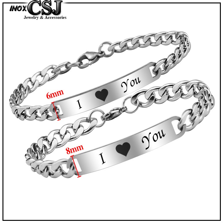 LẮC VÒNG TAY CẶP ĐÔI INOX I LOVE YOU ĐẸP Ý NGHĨA CP006 (02 chiếc)