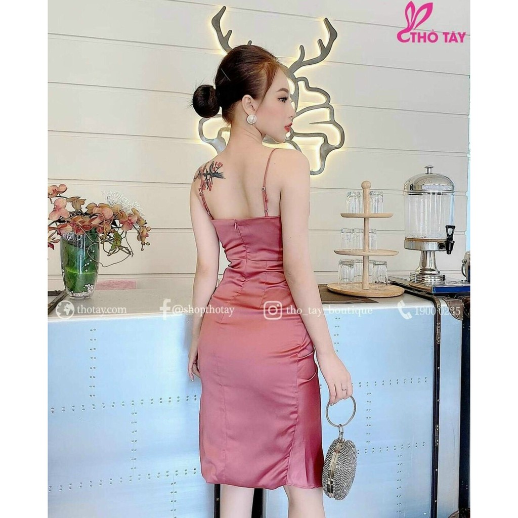 Đầm Dự Tiệc 2 Dây Xếp Ly eo Chất Liệu Lụa Satin Sang Chảnh, Nhẹ Nhàng Tôn Dáng (4 màu xanh,đen,hồng.trắng) Kèm Mút | BigBuy360 - bigbuy360.vn
