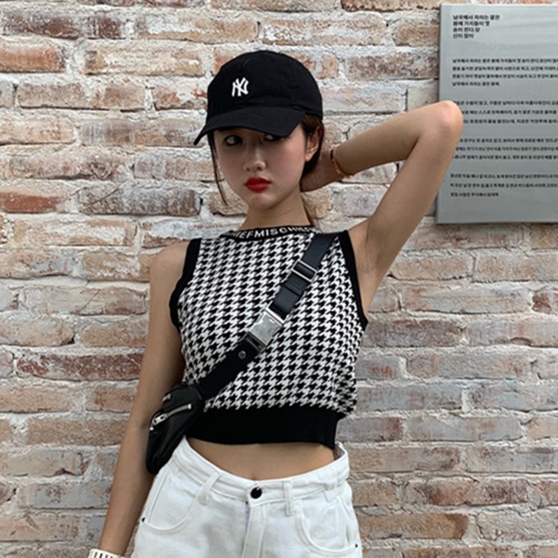 Áo len ZHELIHANGFEI vải dệt kim không tay thiết kế quyến rũ thời trang