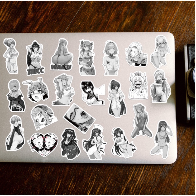 Combo Sticker SEXY GIRL TRẮNG ĐEN nhựa PVC không thấm nước, dán nón bảo hiểm, laptop, điện thoại, Vali, xe