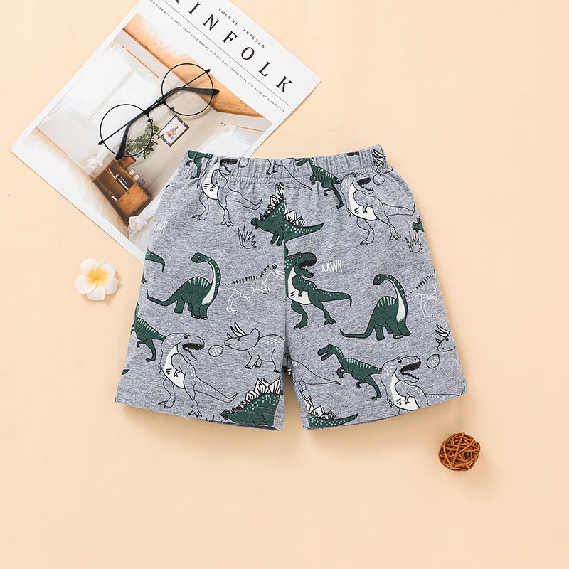 Bộ Đồ Trang Phục Cho Bé Trai 2 Mảnh Gồm Áo Thun Tay Ngắn In Hình Khủng Long Hoạt Hình Và Quần Short Thời Trang Mùa Hè Set Quần Áo Trẻ em 1-5 Tuổi