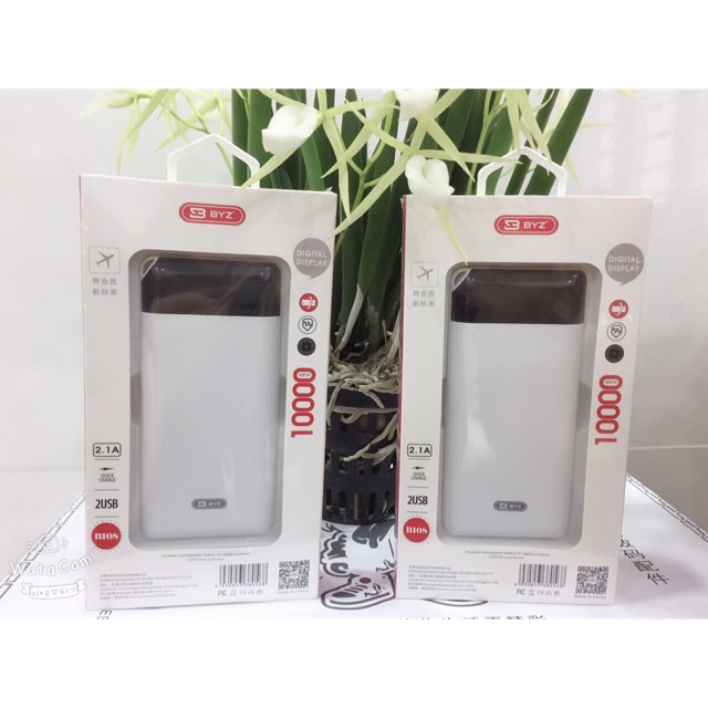 Pin Sạc Dự Phòng 2 Cổng BYZ B108 10.000Mah Sạc Nhanh 2.1a Hiển Thị Phần Trăm Pin Không Loạn Cảm Ứng Thế Hệ Mới