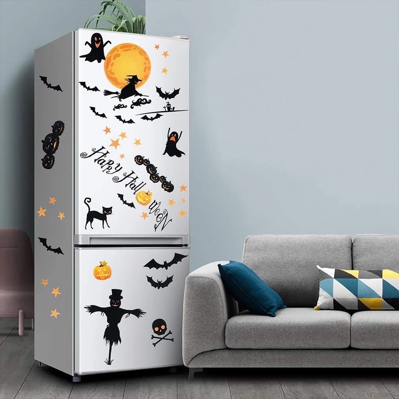Miếng Dán Tường Trang Trí Họa Tiết Đầu Lâu / Quả Bí Ngô / Dơi Độc Đáo DIY