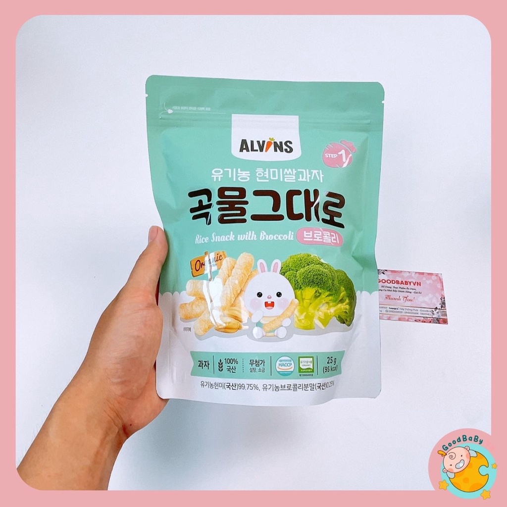 Bánh Gạo Lứt Hữu Cơ ALVIN Cho Bé Ăn Dặm 6m+ (STEP1) (Hình que) Goodbabyvn