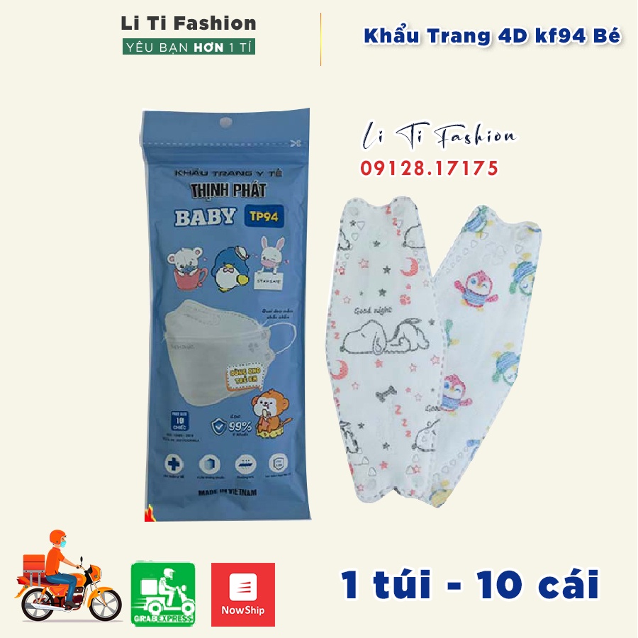 Khẩu Trang KF94 Trẻ EmTÚI 10 CÁI  Khẩu Trang 4D KF94 Cho Bé có 4 Lớp Chống Bụi Mịn Và Kháng Khuẩn