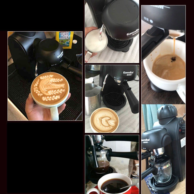 Máy Pha Cà Phê Espresso Công Suất 800W, Máy Pha Café Gia Đình Mini Chống Nhỏ Giọt, Chức Năng Pha Espresso, Tạo Bọt Sữa.