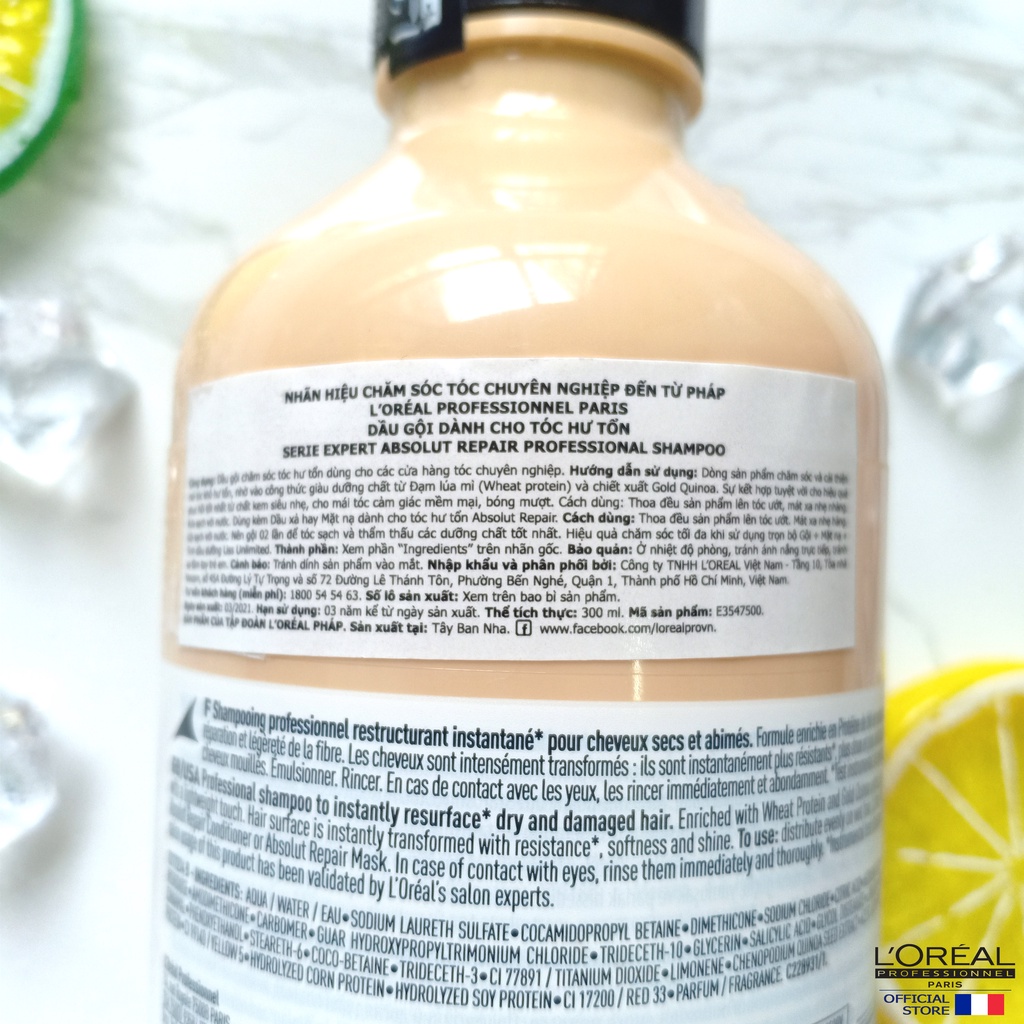 Dầu Gội Xả Phục Hồi Tóc Hư Tổn Loreal Professional - Absolut Repair Gold