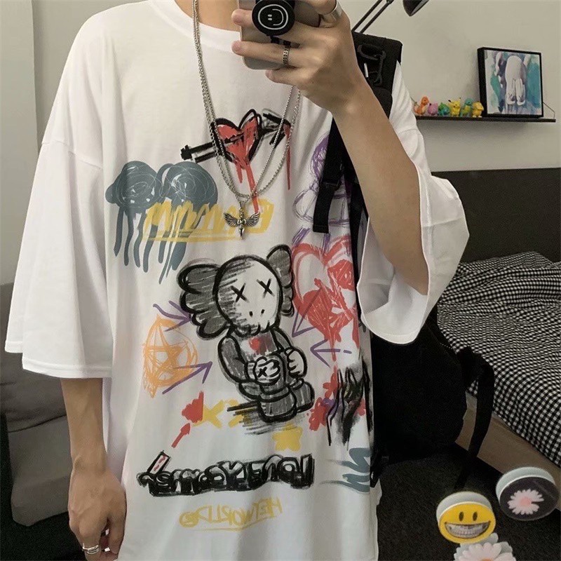 Áo phông unisex in hình hoạ tiết hoạt hình siêu kute
