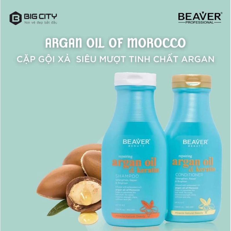 CẶP GỘI XẢ BEAVER ARGAN MỀM MƯỢT 300ML