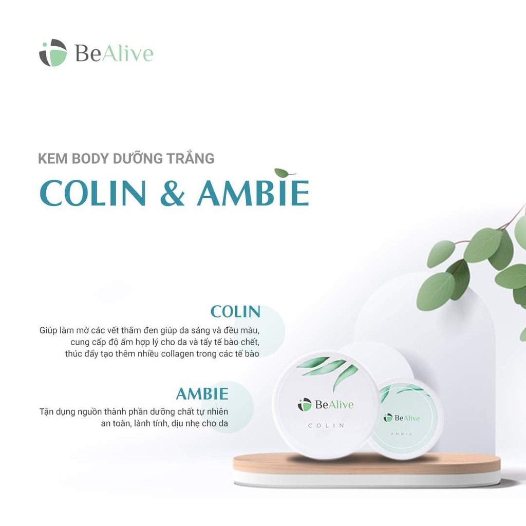 (FREESHIP) Combo tắm trắng và kem body Colin & Ambie của thương hiệu Bealive