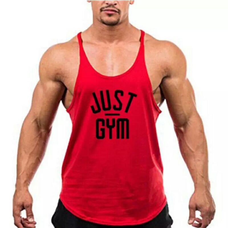 ÁO 3 LỖ NAM DÂY NHỎ TẬP GYM IN CHỮ JUST GYM