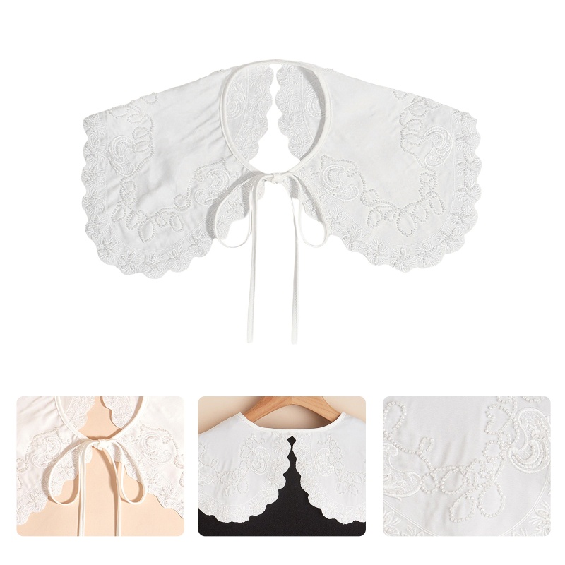 Khăn Choàng Cổ Thêu Hoa Đính Hạt Có Thể Tháo Rời Phong Cách Hàn Quốc Cho Nữ