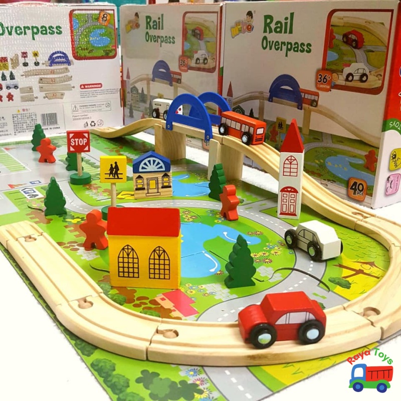 Mô hình giao thông thành phố đồ chơi trẻ em thông minh bằng gỗ cho bé lắp ráp, quà tặng sinh nhật