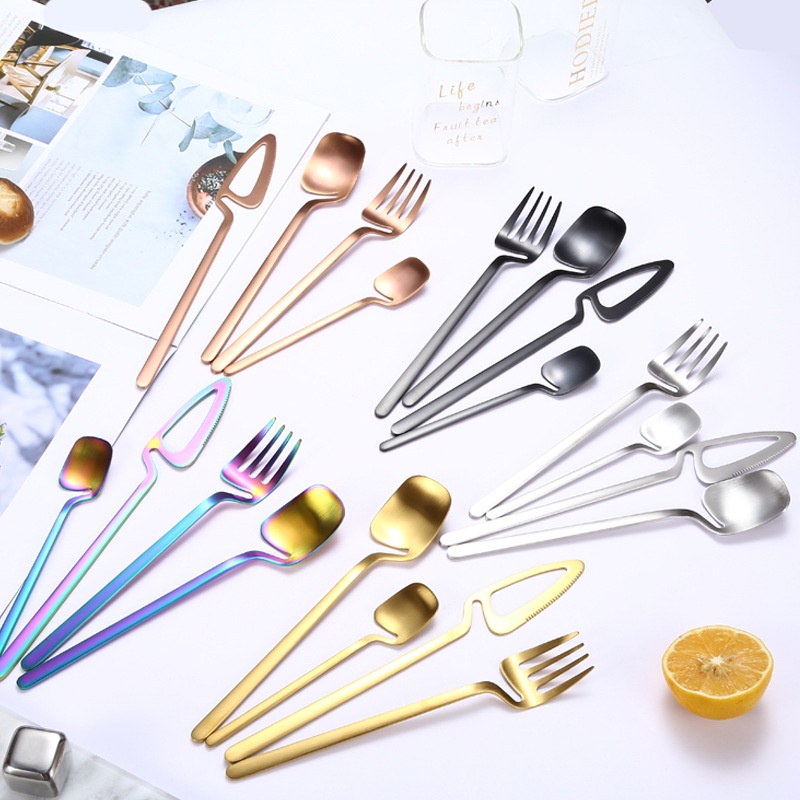 Bộ Muỗng Nĩa Bằng Thép Không Gỉ 304 Thiết Kế Độc Đáo Tiện Dụng