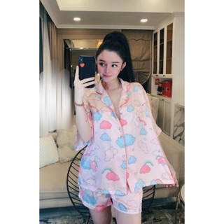 PIJAMA ĐÙI ĐÁM MÂY HỒNG CAO CẤP