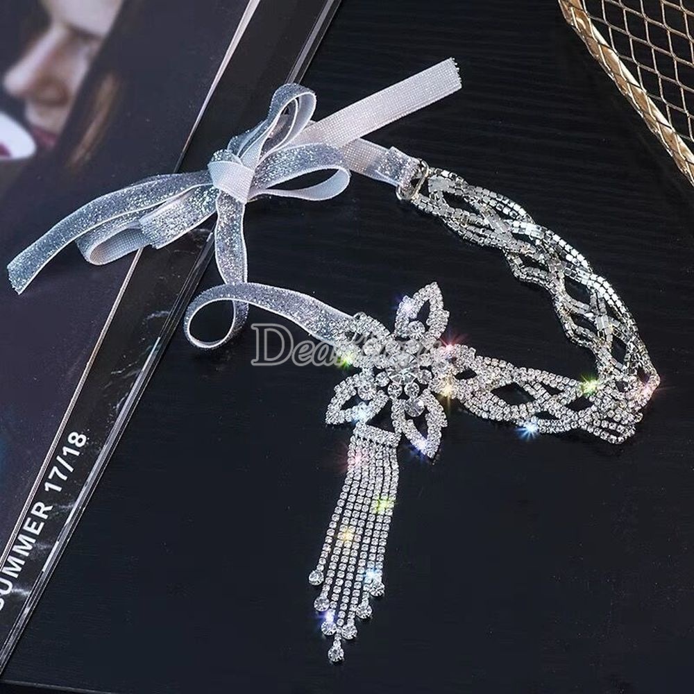 Vòng cổ Đeo Cổ Có Thể Điều Chỉnh Phối Tua Rua Đính Đá Toàn Diện Phong Cách Cổ Điển