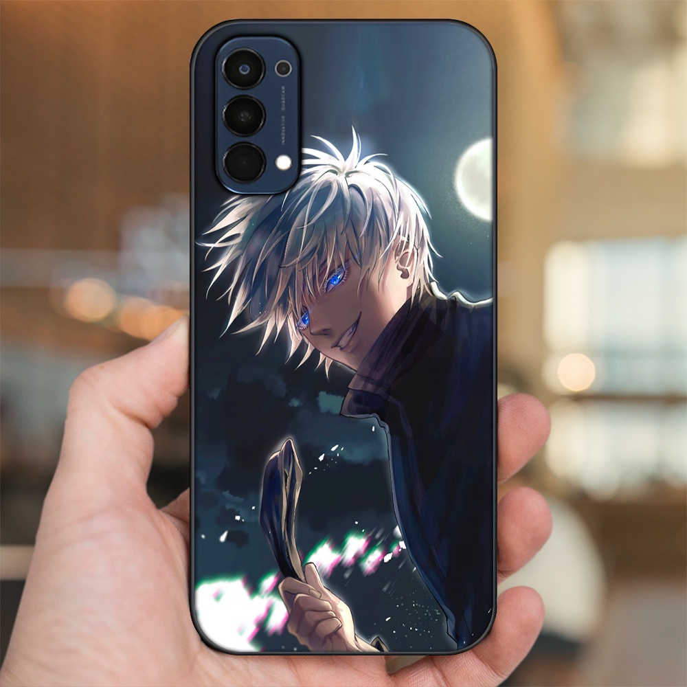 Ốp lưng Oppo Reno 4 viền đen in hình Satoru Jujutsu Kaisen