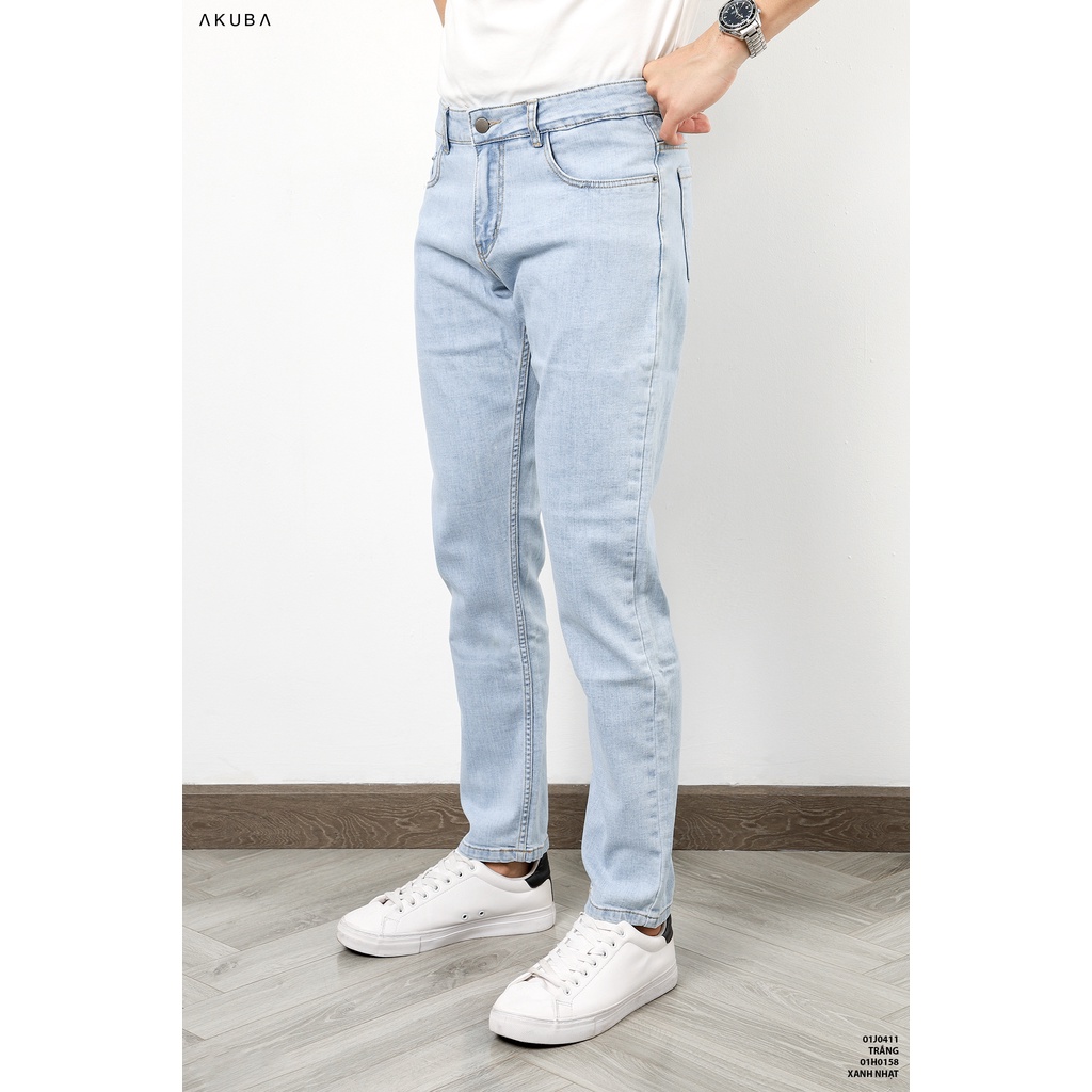 [TRỢ GIÁ] Quần jean Akuba form slimfit ống ôm vừa có túi bảng lớn 01H0158