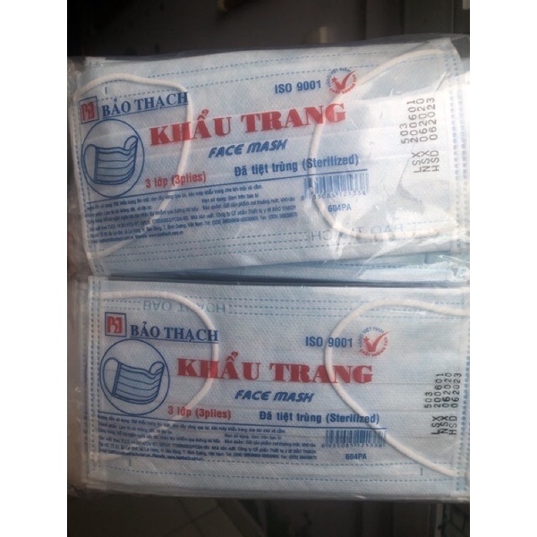 Khẩu Trang tiệt trùng 3 lớp Bảo Thạch đóng gói riêng từng cái bịch 50 cái ( ảnh thật)