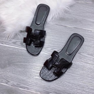 dép lê H rắn , dép da sần thời trang nữ siêu bền đẹp