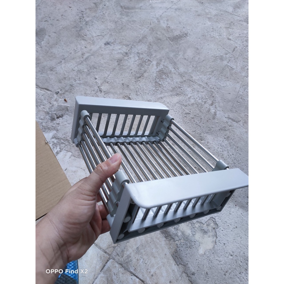 Rổ rút đa năng đựng trái cây thực phẩm inox 100% lắp vừa các chậu rửa chén bát