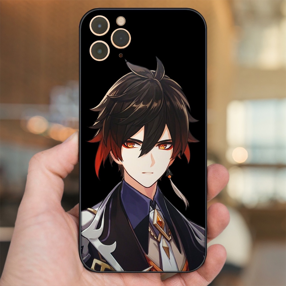 Ốp lưng iPhone 11 Pro Max dẻo đen cạnh vuông in hình Zhongli Genshin Impact
