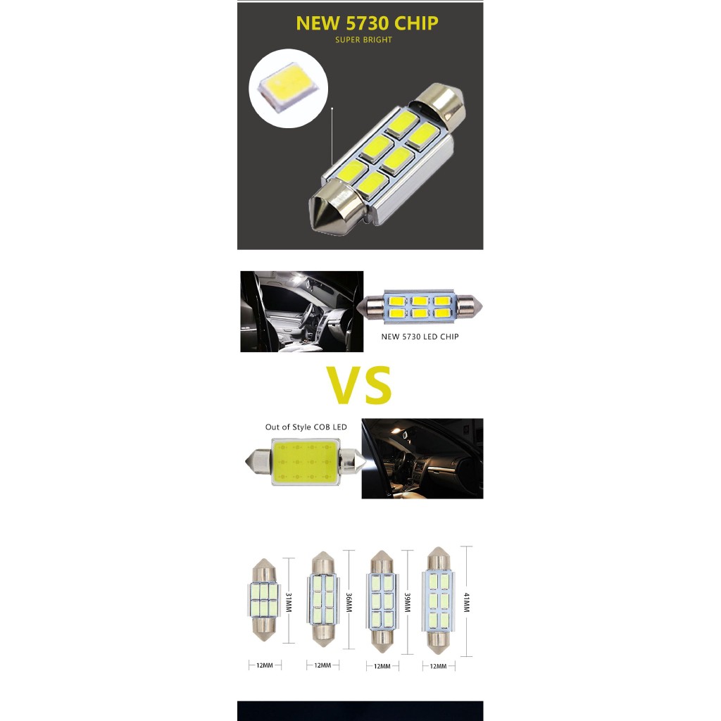 Set 10 đèn LED Kevanly C5W 31 36 39 41mm 5730 cho xe hơi