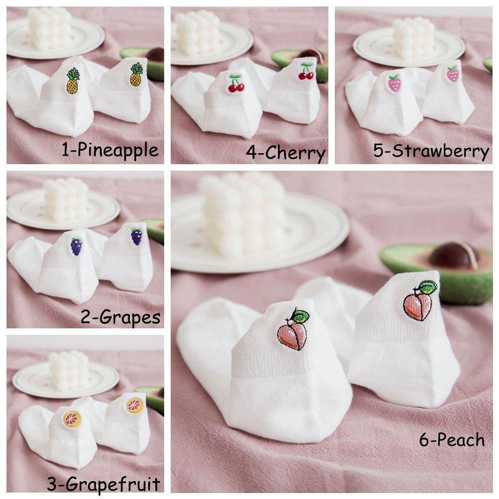 Vớ Cotton Mềm Cổ Thấp Thoải Mái Thêu Hình Trái Cây Cho Tuổi Teen