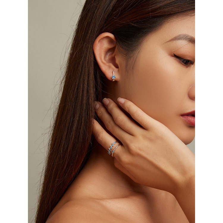 BAMOER Bông Tai Xi bạc 925 ĐíNh Đá Zircon Xanh ThờI Trang