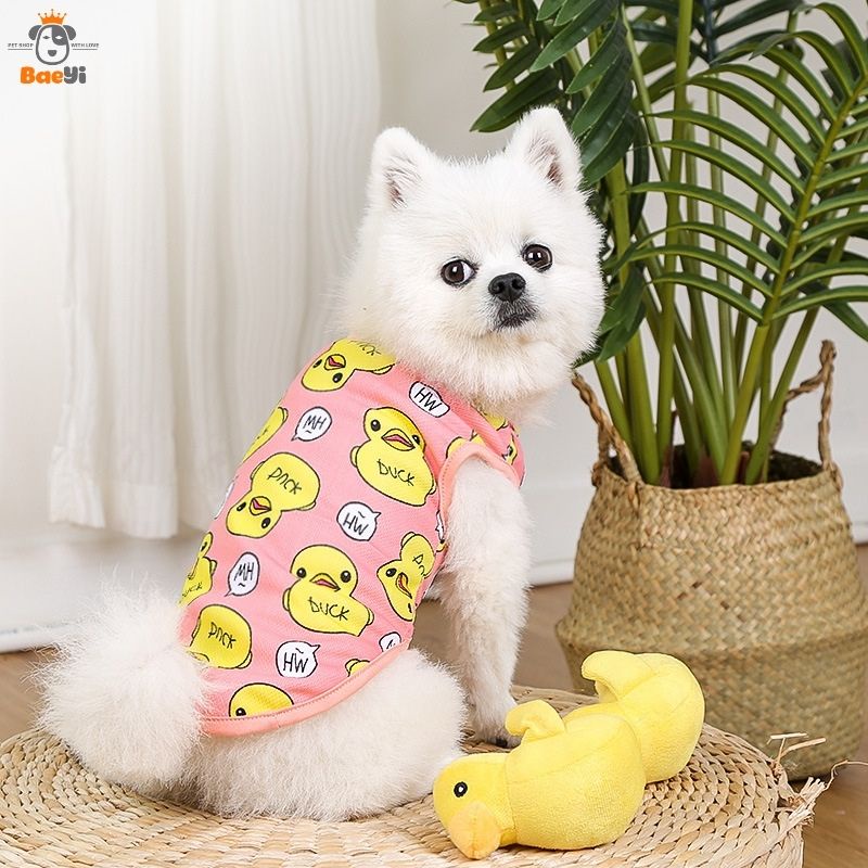 Áo cho chó mèo BaeYi, Quần áo cho mèo cho cún, chó lớn,vải mỏng mát, chăm sóc thú cưng màu vịt
