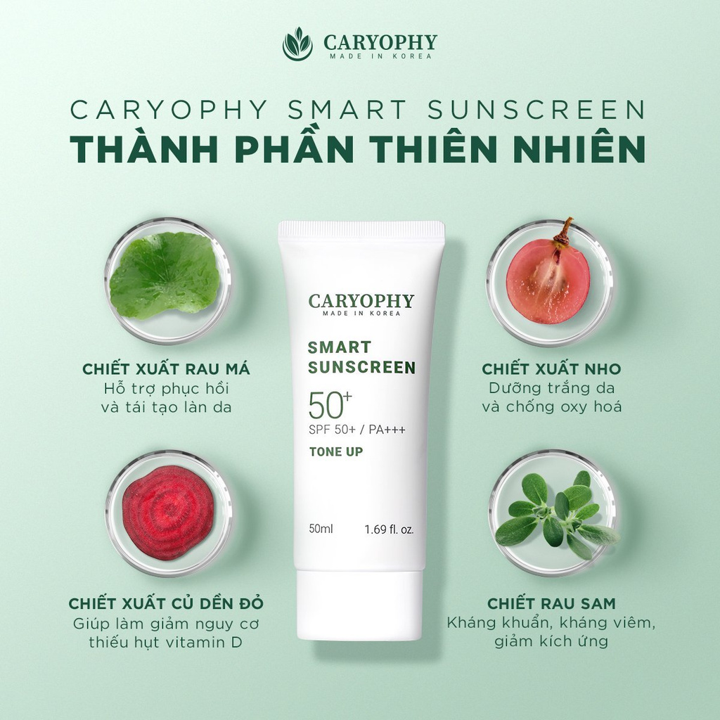 Kem chống nắng thông minh Caryophy Smart Sunscreen SPF50+ PA++ + TONE UP _ Caryophy Chính Hãng