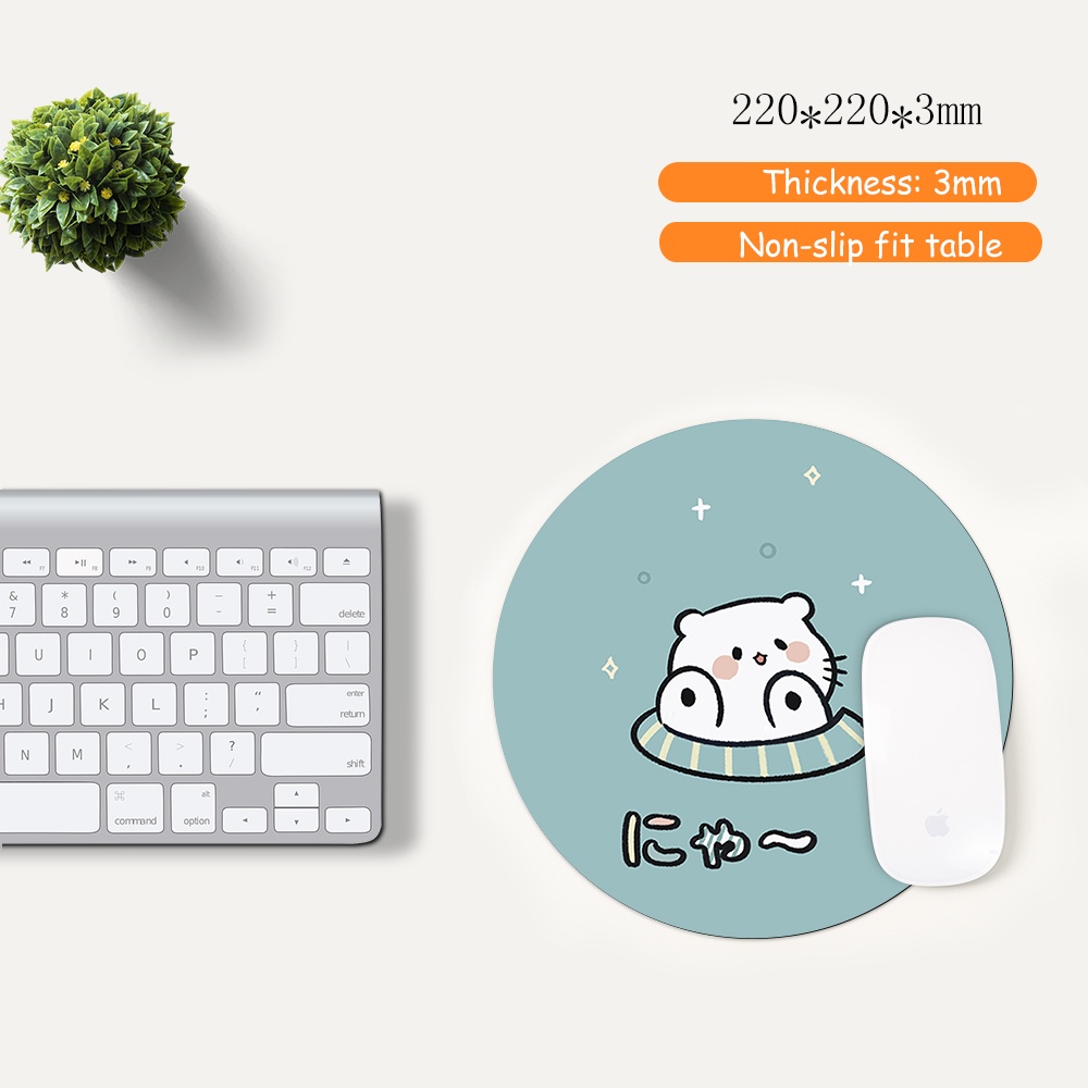 Tấm lót chuột 22 * ​​22cm Tấm lót bàn tròn hoạt hình dễ thương, tấm lót chuột máy tính chất liệu cao su, giá rẻ, dễ thương