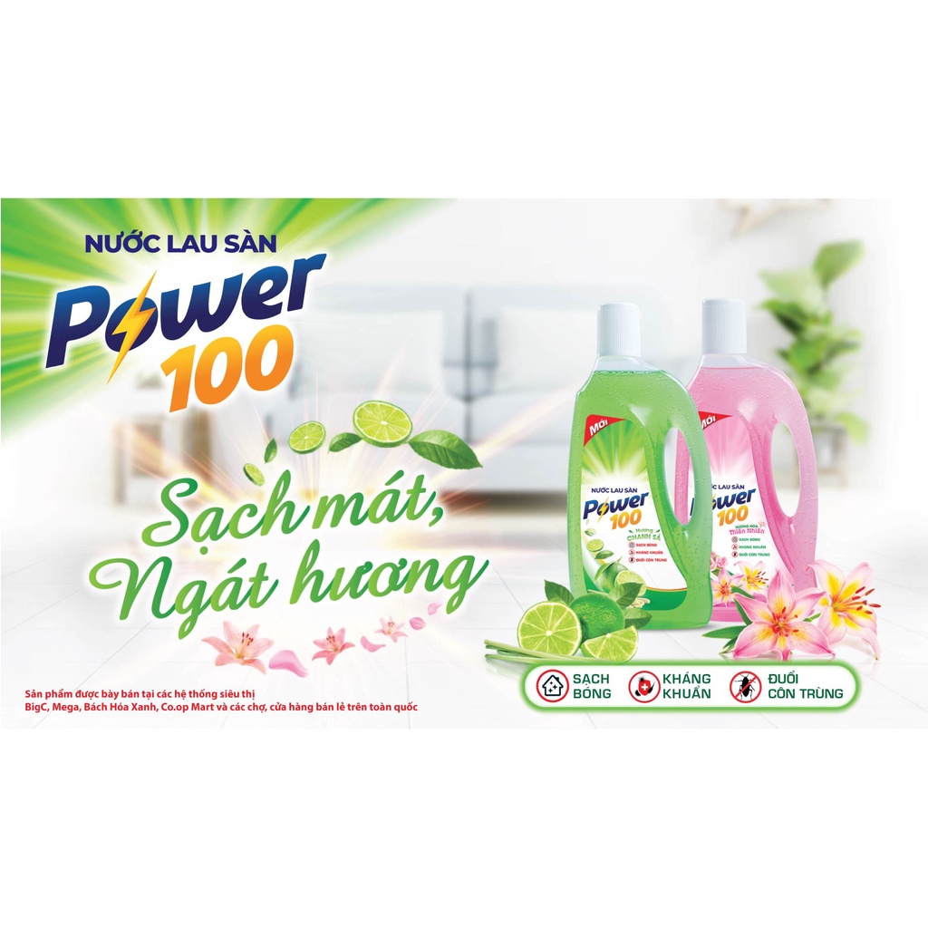 Nước lau sàn POWER100 Hương Hoa Thiên Nhiên 3.8kg