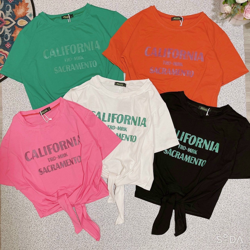Áo thun giấy cổ tròn in chữ buộc eo MQ CLOTHING