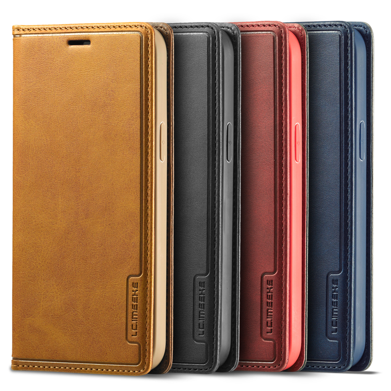 iPhone 12 Pro Max 12  11 XS Max XR 6 7 8 Plus SE 2020 Luxury Genuine Leather Slim Business Flip Wallet Stand Holder Case Cover