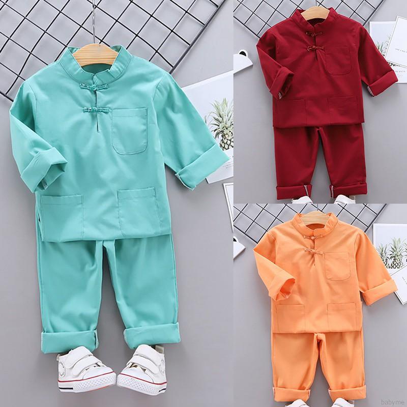 ♕ babyme ღ Baby Boy Cotton Long Sleeve Solid Soft Shirt Tops Shirts +Long Trousers Set