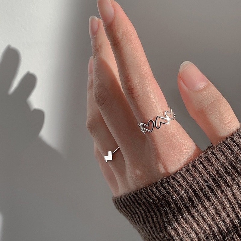 Nhẫn thiết kế kiểu hở hình trái tim thời trang sang trọng 211016