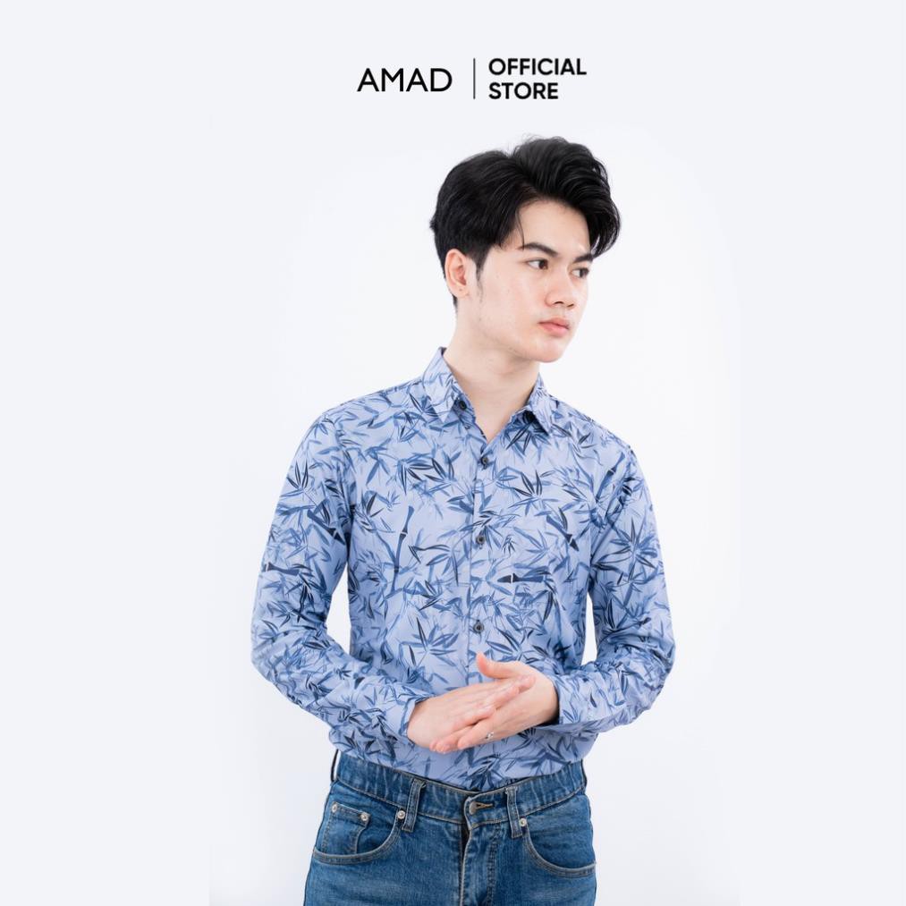 Áo sơ mi nam dài tay họa tiết vải lụa Hàn Quốc cao cấp phong cách thanh lịch đi chơi đi dự tiệc AMAD | BigBuy360 - bigbuy360.vn