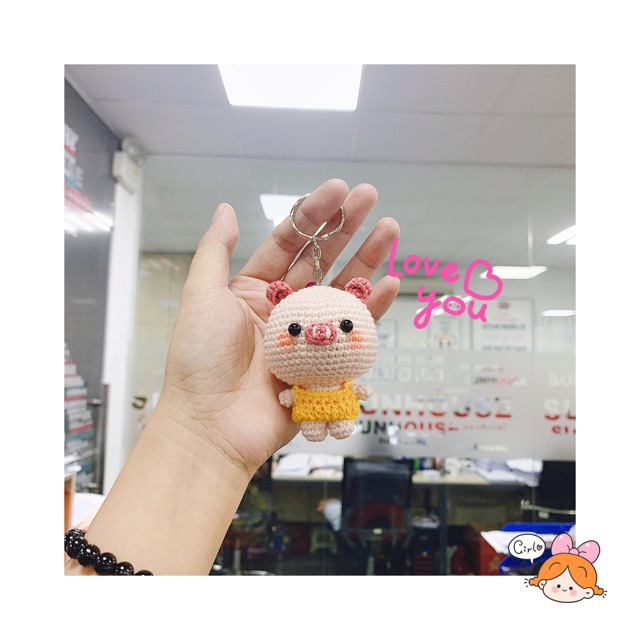 Móc khóa len heo mặc váy  | MADE BY DANI