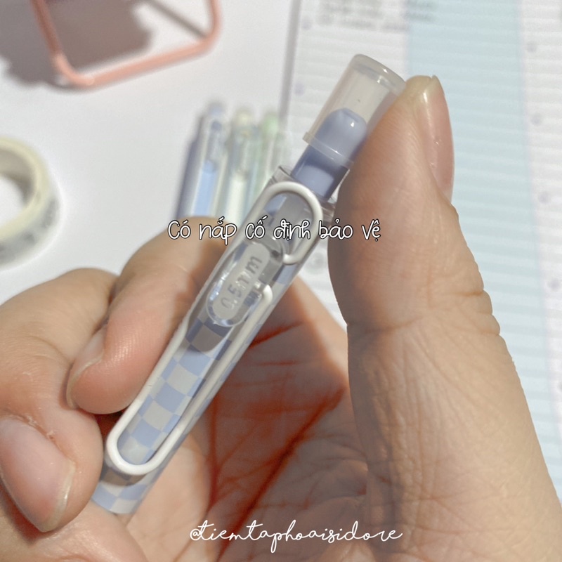 Bút bi gel bấm MURA ngòi 0.5mm BLUE LOVE✨💙🌈