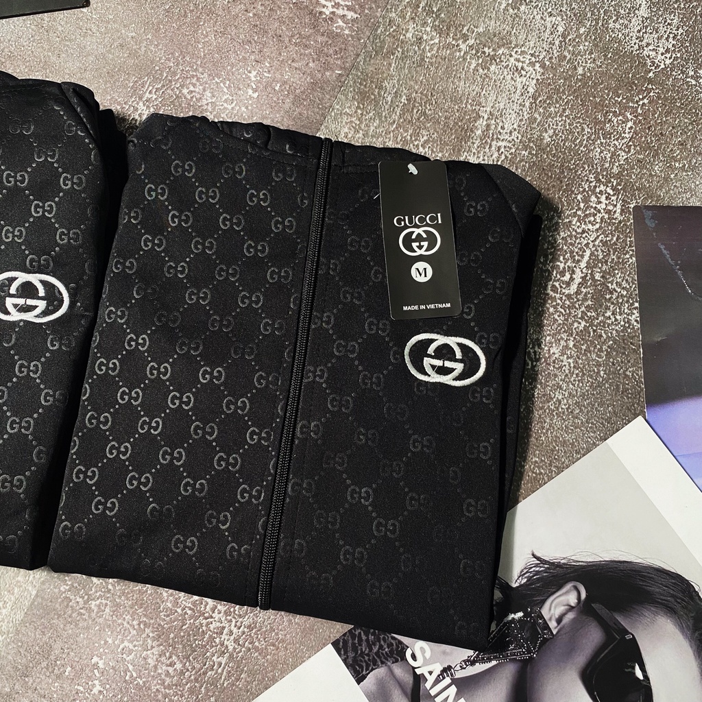 Áo Khoác Nam Thun Da Cá Dày Dặn Họa Tiết Gucci Thời Trang Hot Trend 2021